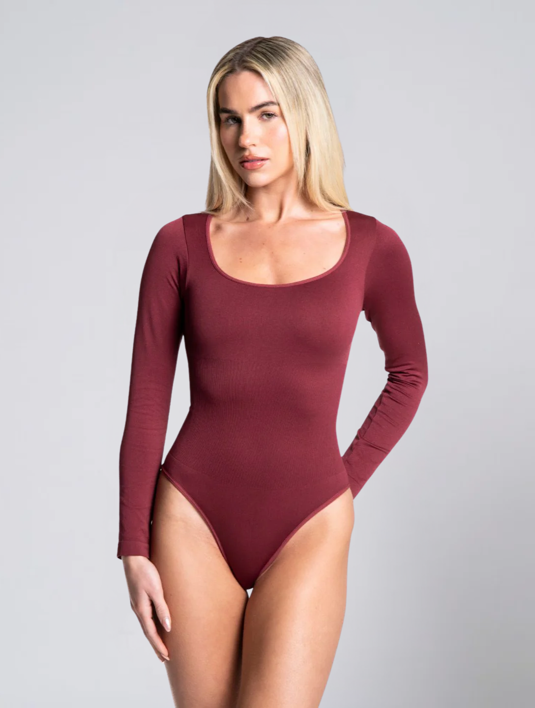Seamless Long Sleeve Thong Bodysuit for Women – Stretch Body for Invisible Fit