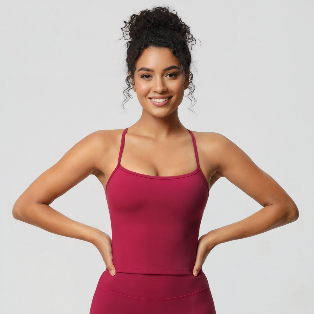Women’s Tank Top with Built In Bra – Sleeveless Stretch Camisole Top