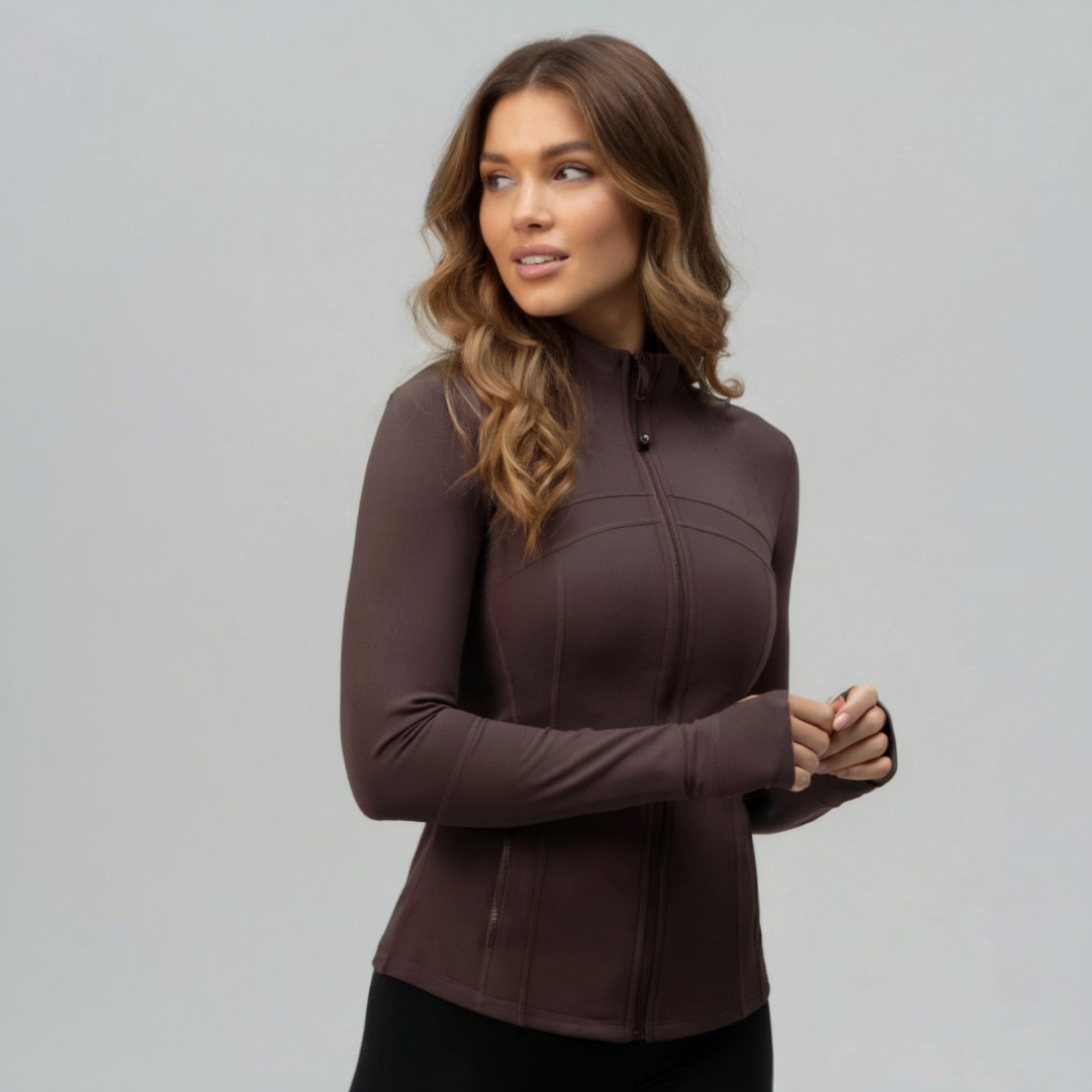 Women’s Zip Up Gym Jacket – Fitted Activewear Jacket with Full Zip Front
