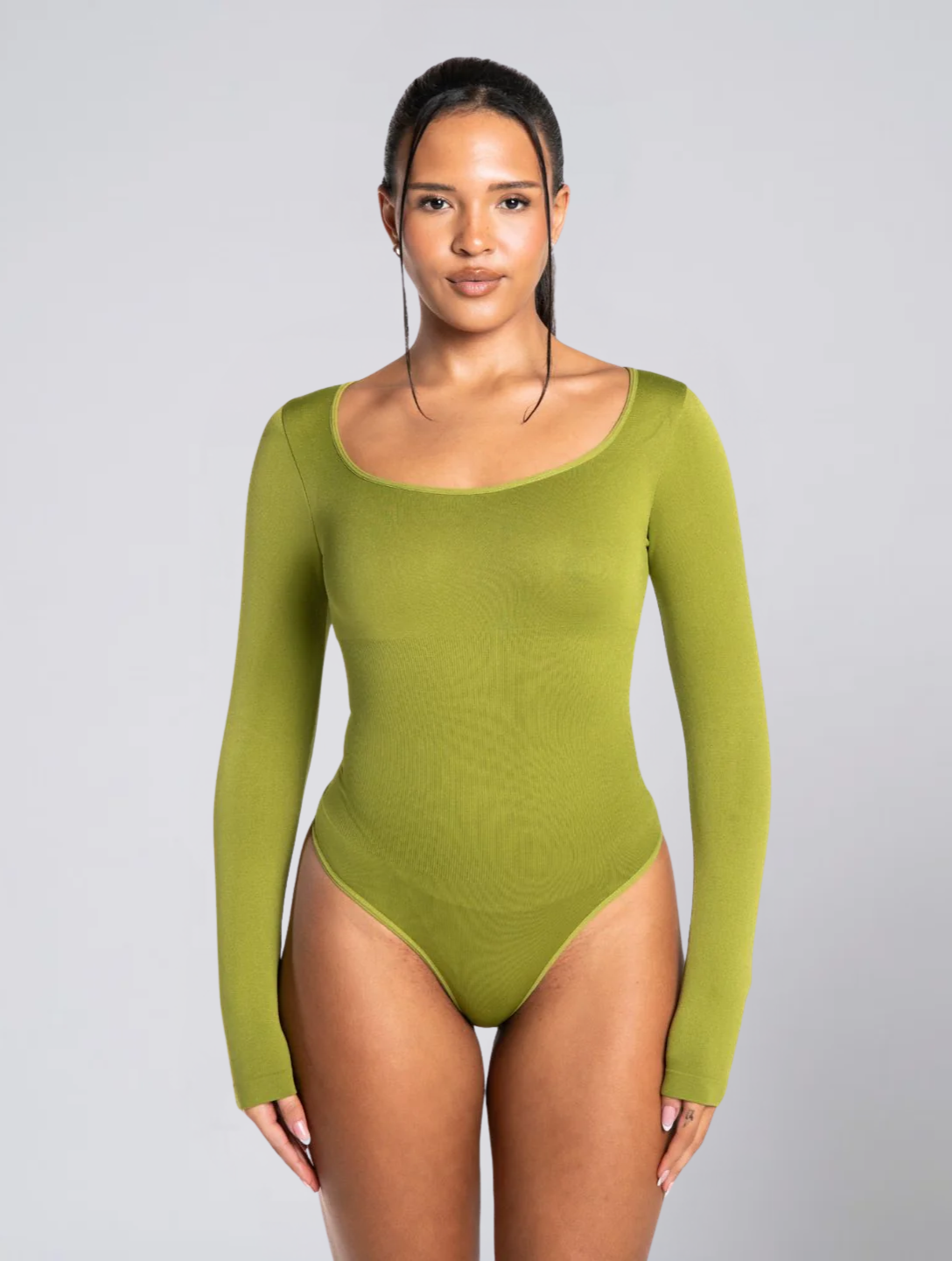 Seamless Long Sleeve Thong Bodysuit for Women – Stretch Body for Invisible Fit