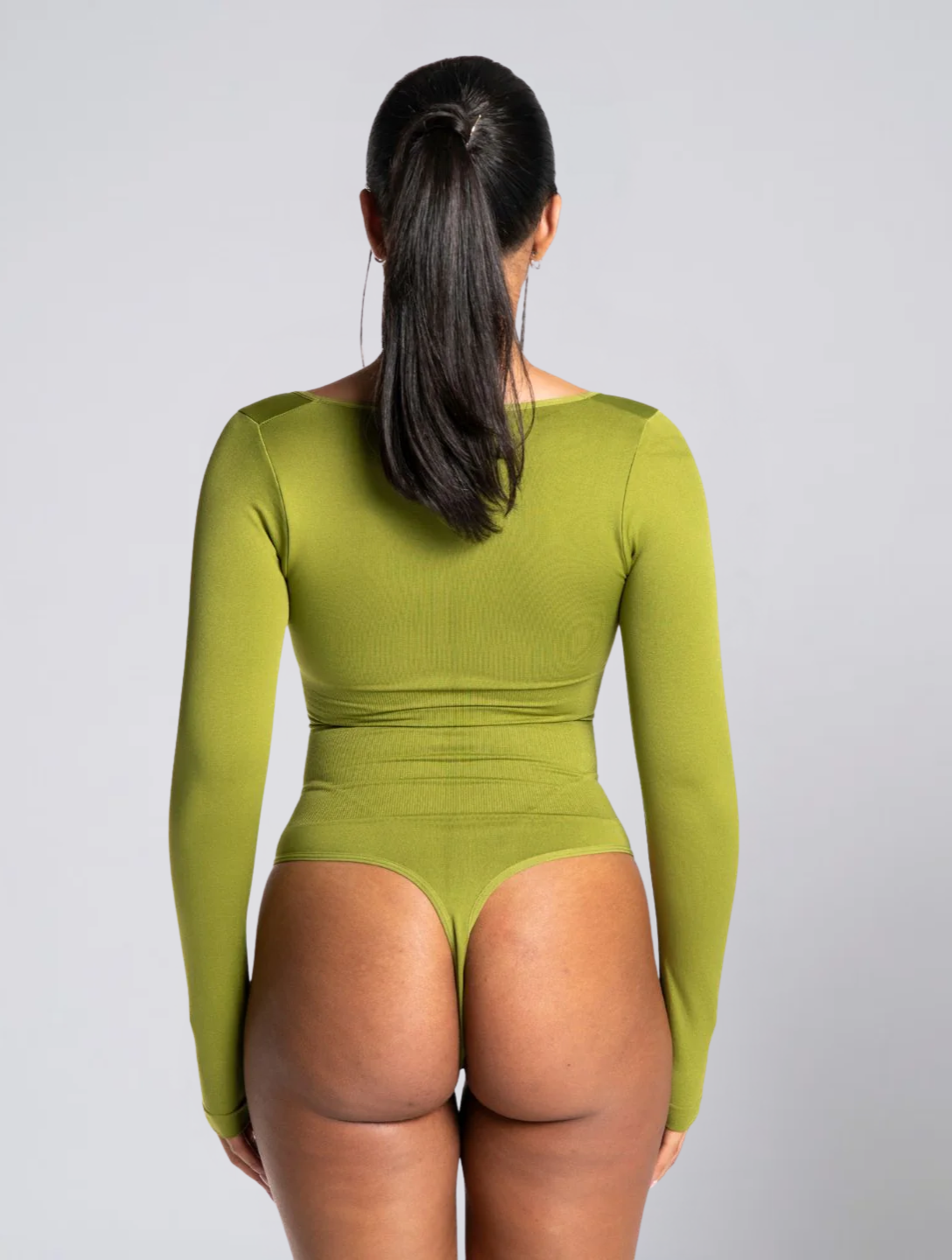 Seamless Long Sleeve Thong Bodysuit for Women – Stretch Body for Invisible Fit