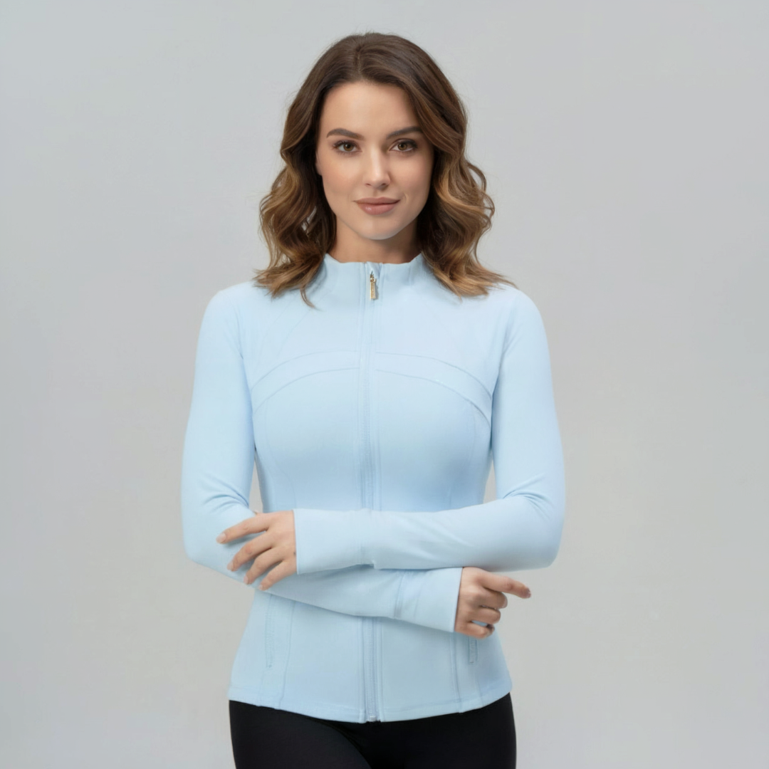 Women’s Zip Up Gym Jacket – Fitted Activewear Jacket with Full Zip Front