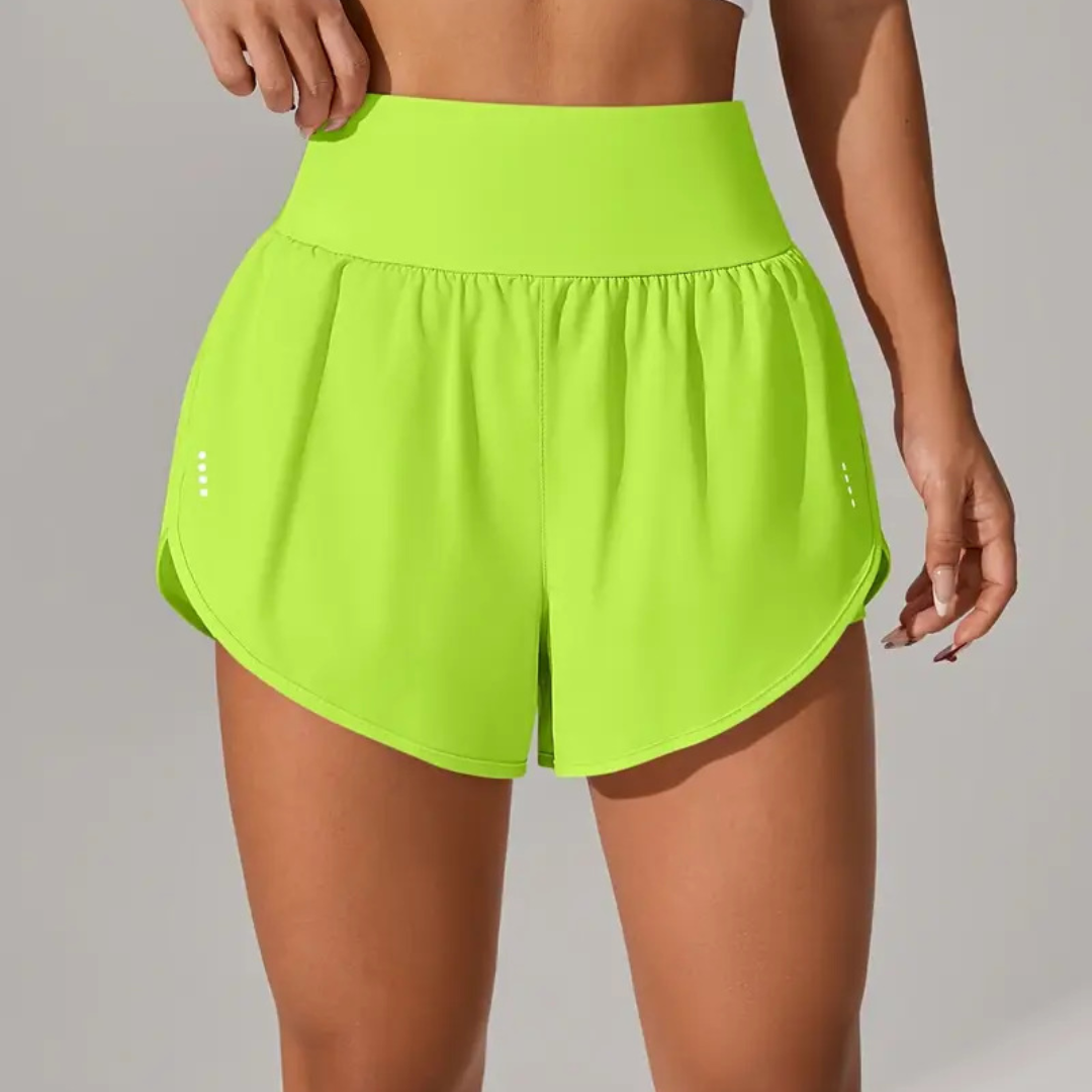 Women’s 2 in 1 Running Shorts with Pockets – Elastic Waist Workout Shorts