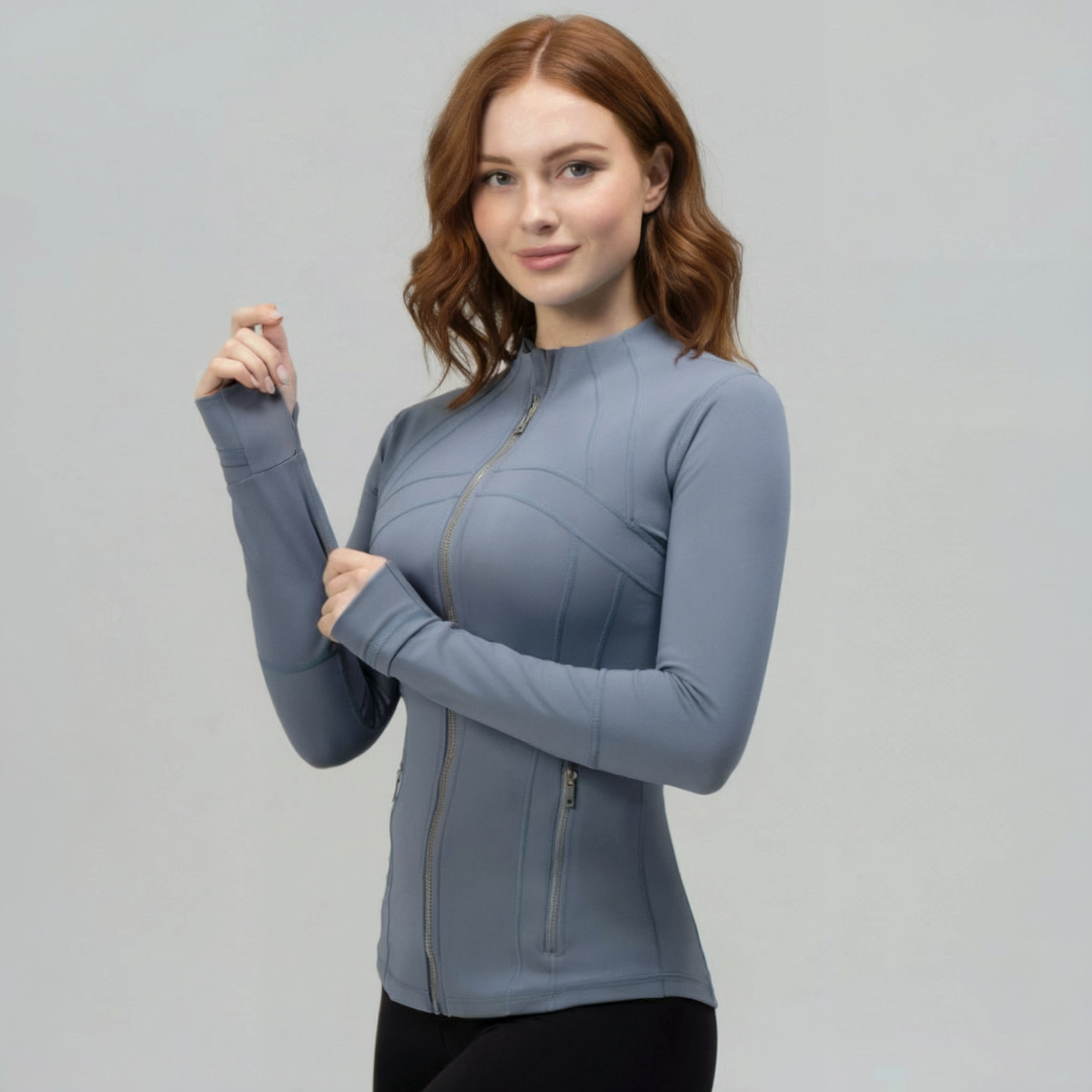 Women’s Zip Up Gym Jacket – Fitted Activewear Jacket with Full Zip Front