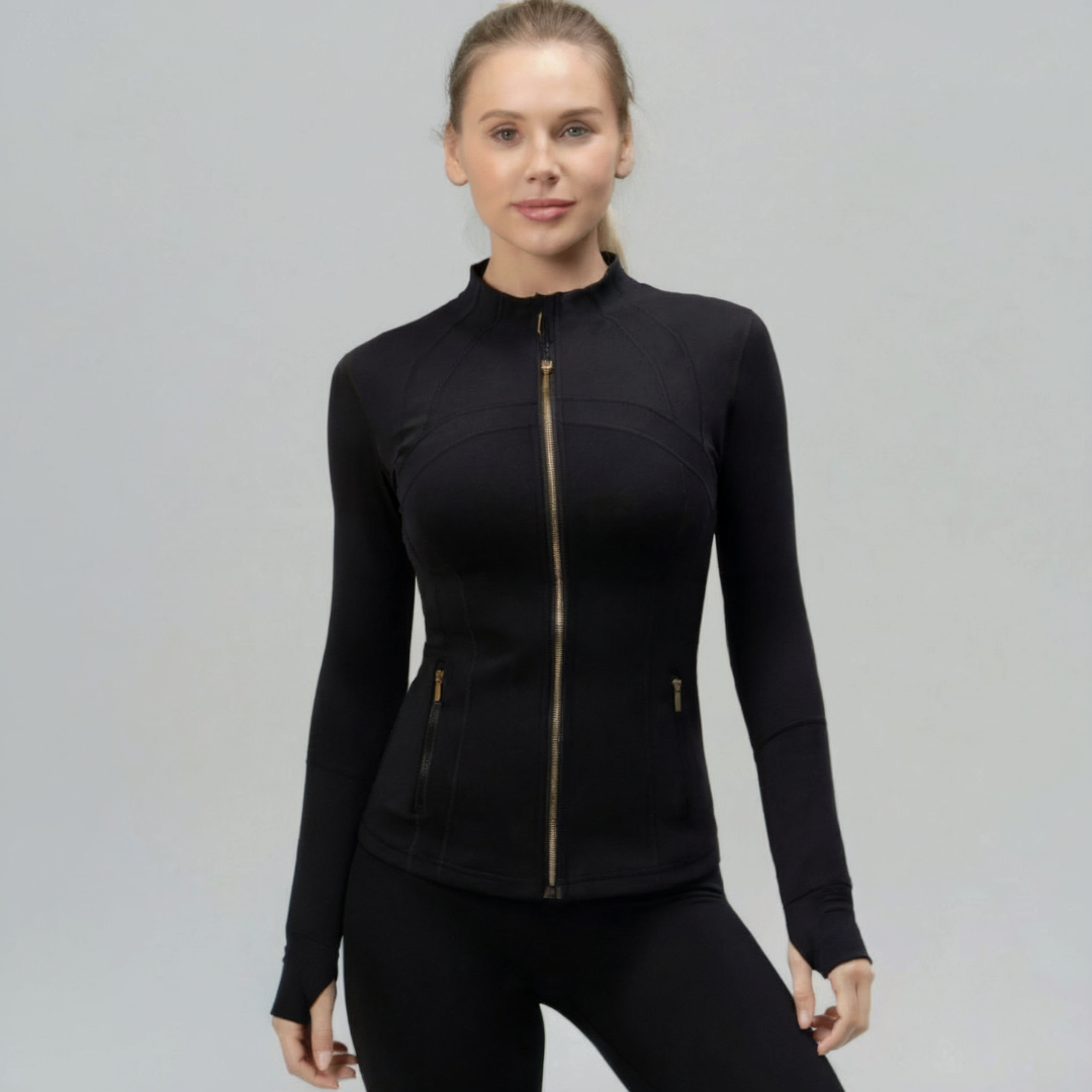 Women’s Zip Up Gym Jacket – Fitted Activewear Jacket with Full Zip Front