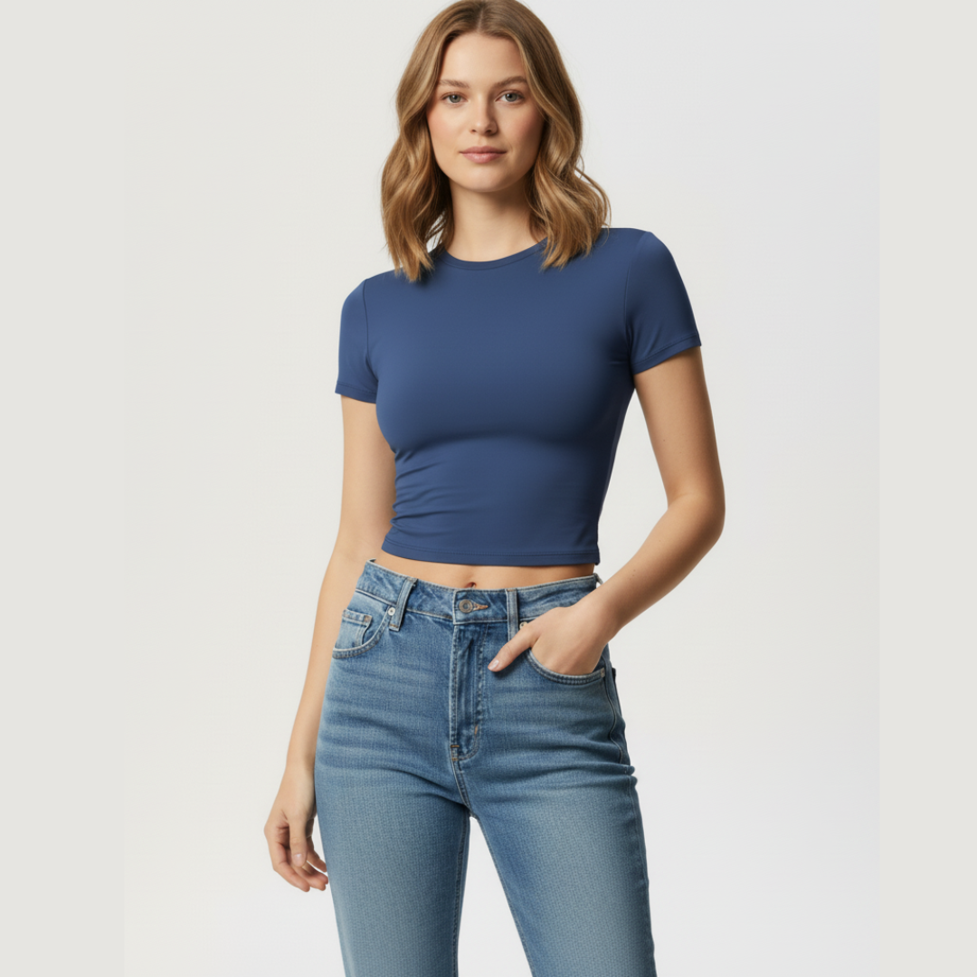 Crop Workout Top – Short Sleeve Fitness Crop Top for Gym and Activewear