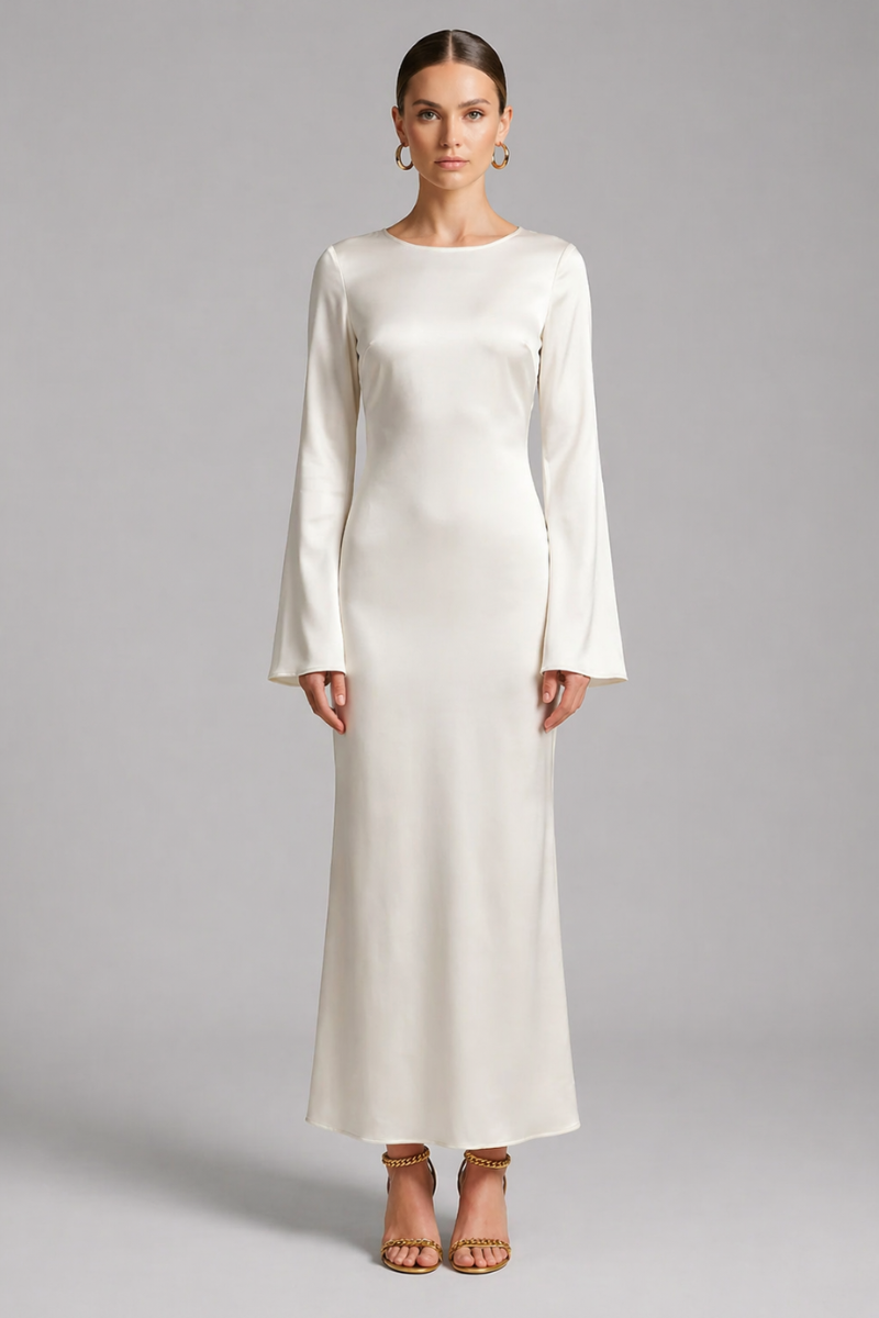 Women's Long Sleeve Maxi Dress - Tie Waist Casual Everyday Dress