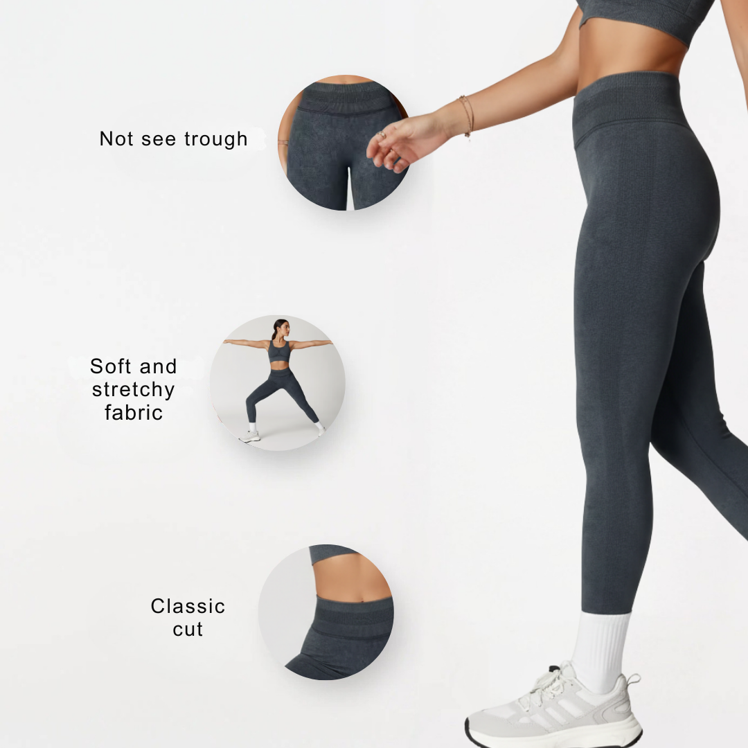Seamless High Waisted Gym Leggings with Ribbed Waistband for Women – Stretch Workout Leggings