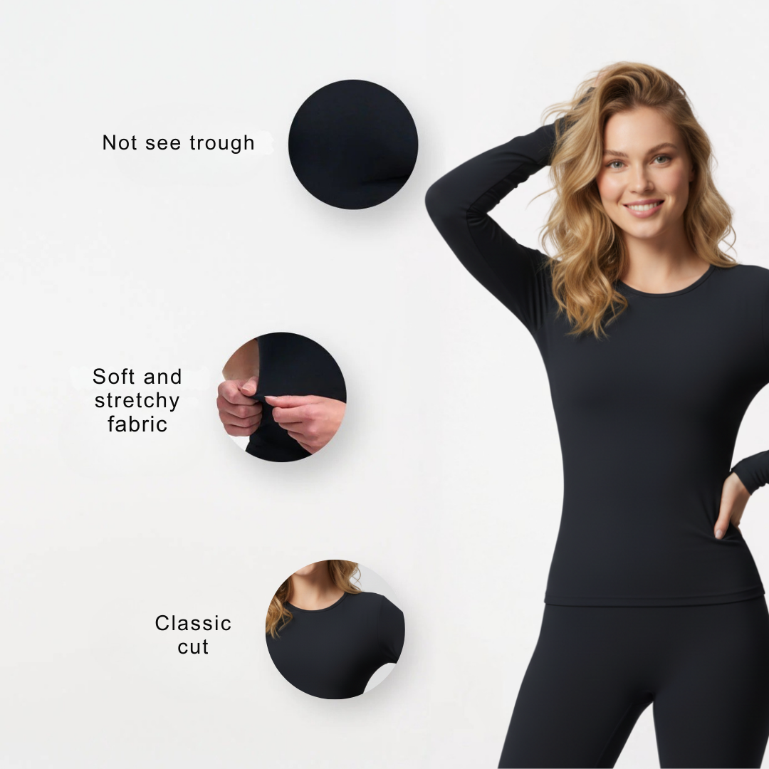 Women’s Long Sleeve Crop Top – Fitted Casual Top with Stretch Fit