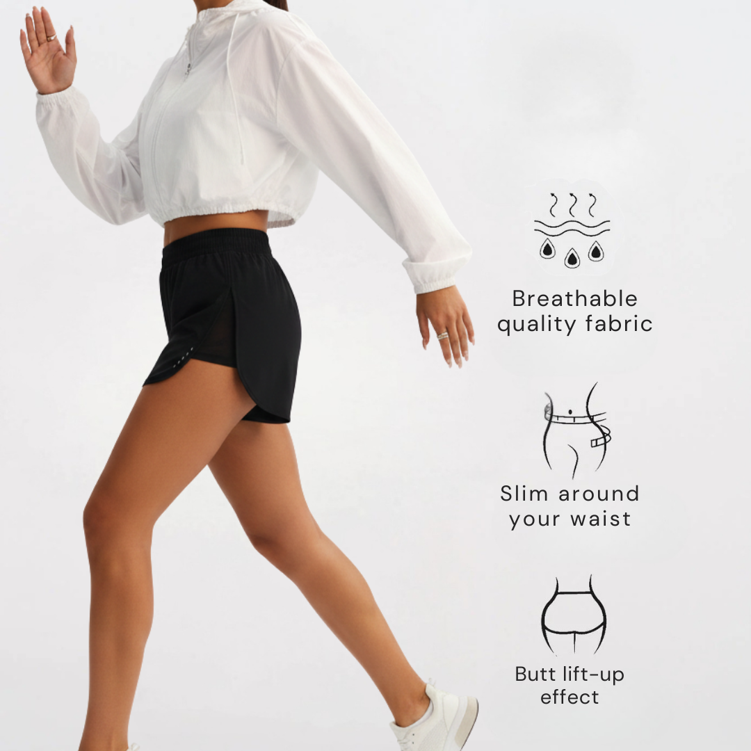 Women’s High Waisted Running Shorts – Stretch Workout Gym Shorts with Side Slits