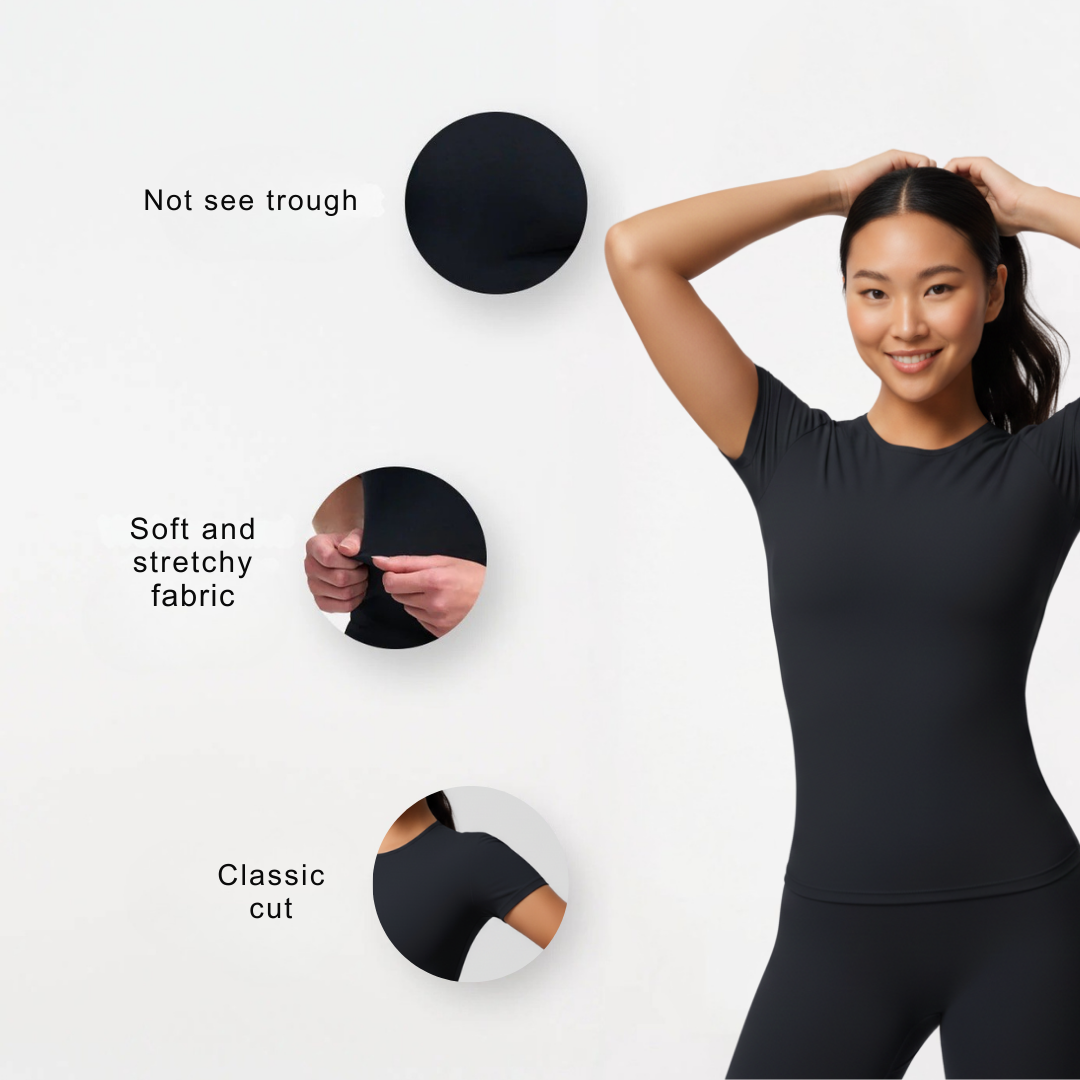 Fitted Workout Top for Women – Short Sleeve Gym T Shirt with Stretch Fit