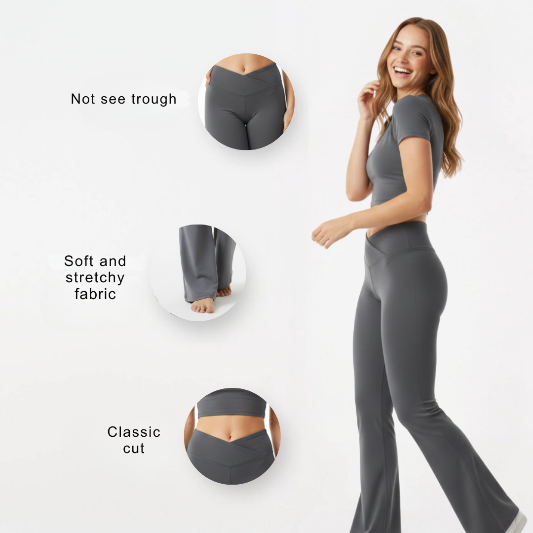 High Waisted V Shape Flare Yoga Pants for Women – Bootcut Workout Leggings Activewear