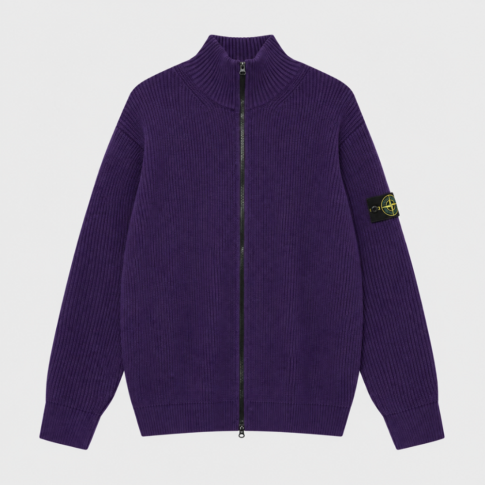 Stone Island Men's Ribbed Cotton Zip-Up Sweater