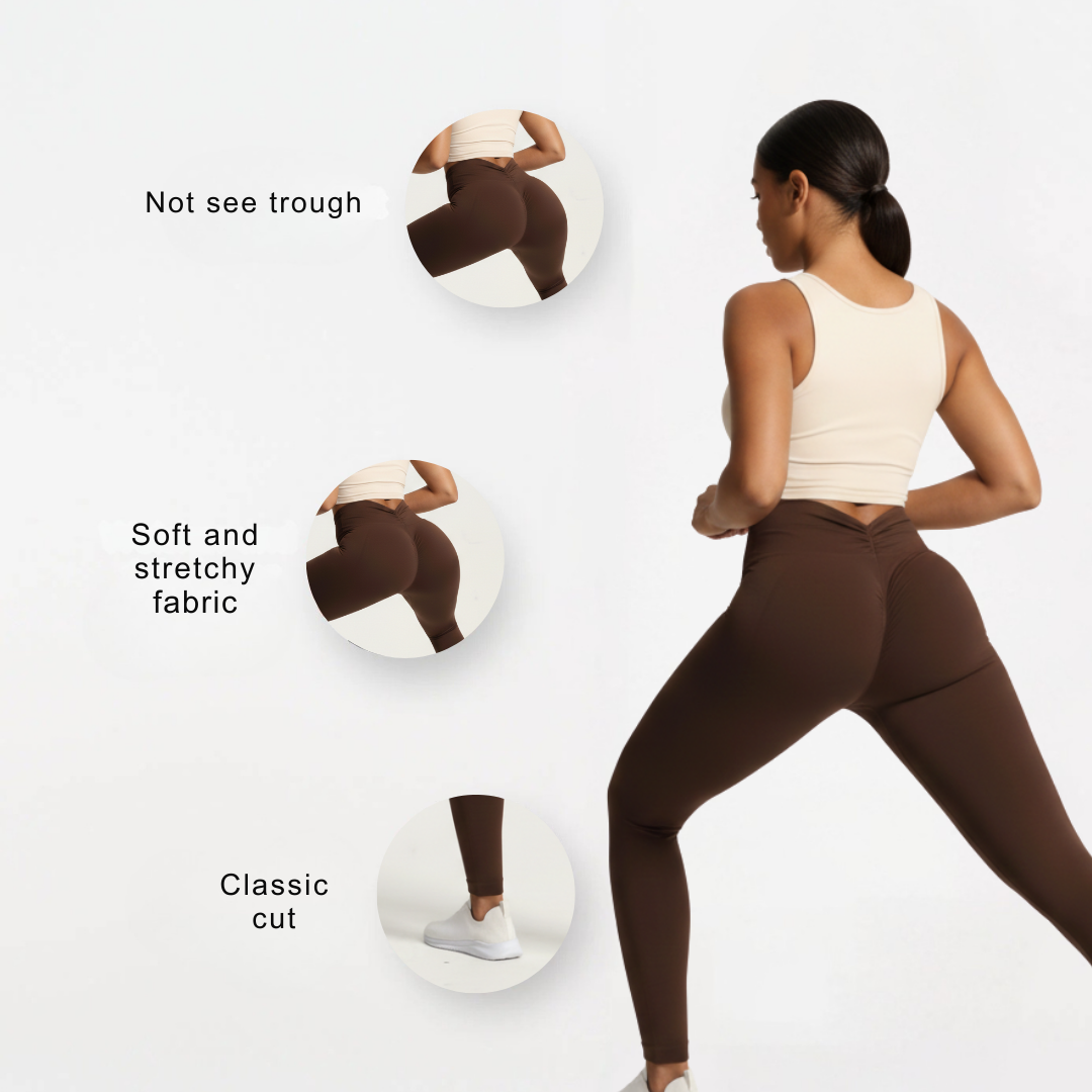 Seamless V Back High Waisted Gym Leggings for Women – Stretch Workout Leggings