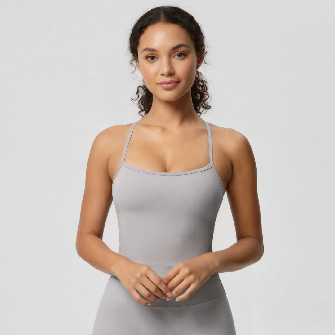 Women’s Tank Top with Built In Bra – Sleeveless Stretch Camisole Top