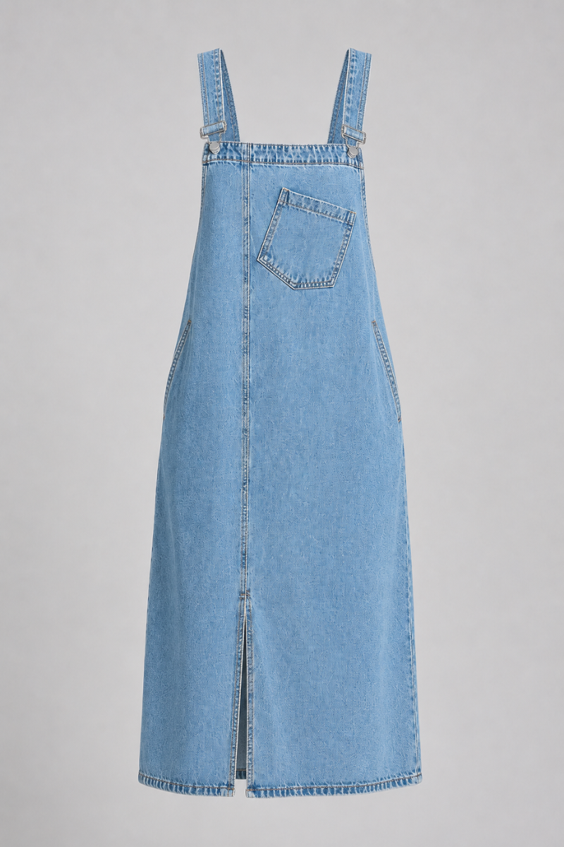 Women's Casual Denim Overall Dress with Spaghetti Straps