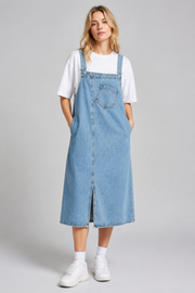 Women's Casual Denim Overall Dress with Spaghetti Straps