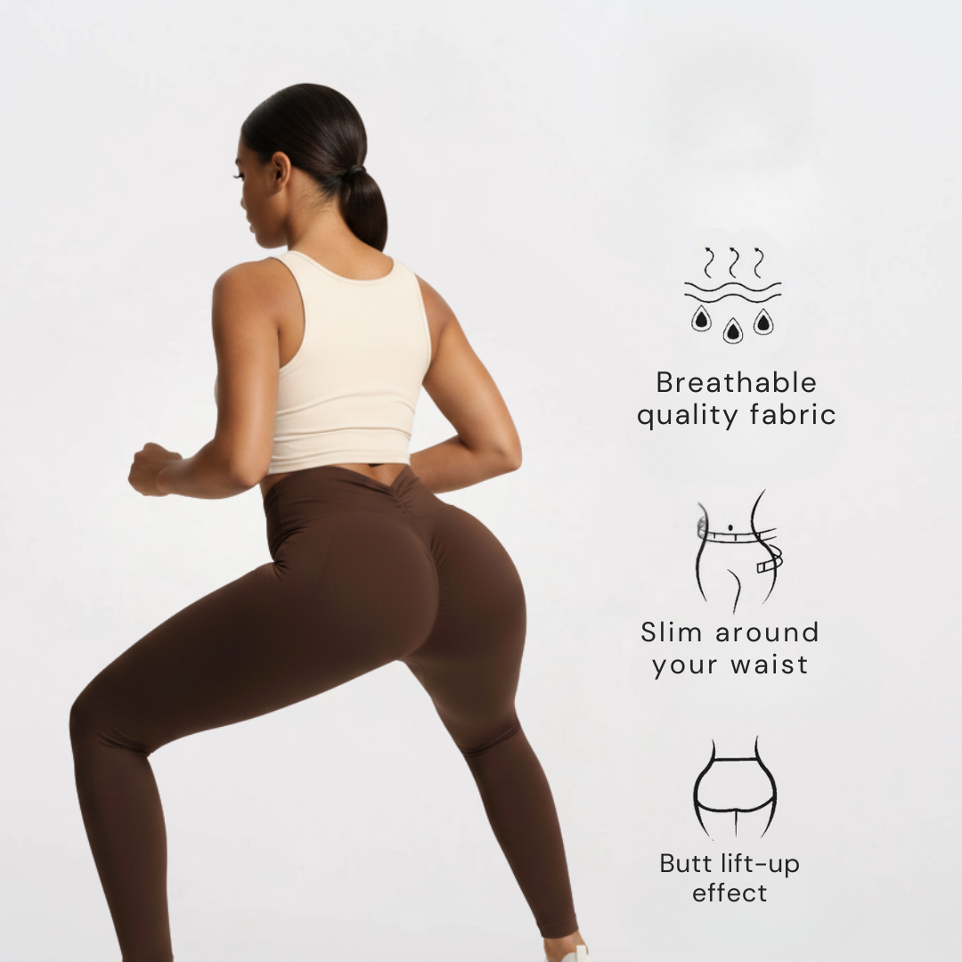 Seamless V Back High Waisted Gym Leggings for Women – Stretch Workout Leggings