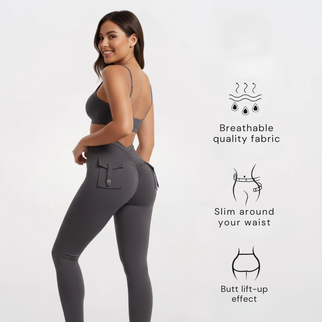 High Waisted Gym Leggings with Back Pocket for Women – Stretch Workout Leggings