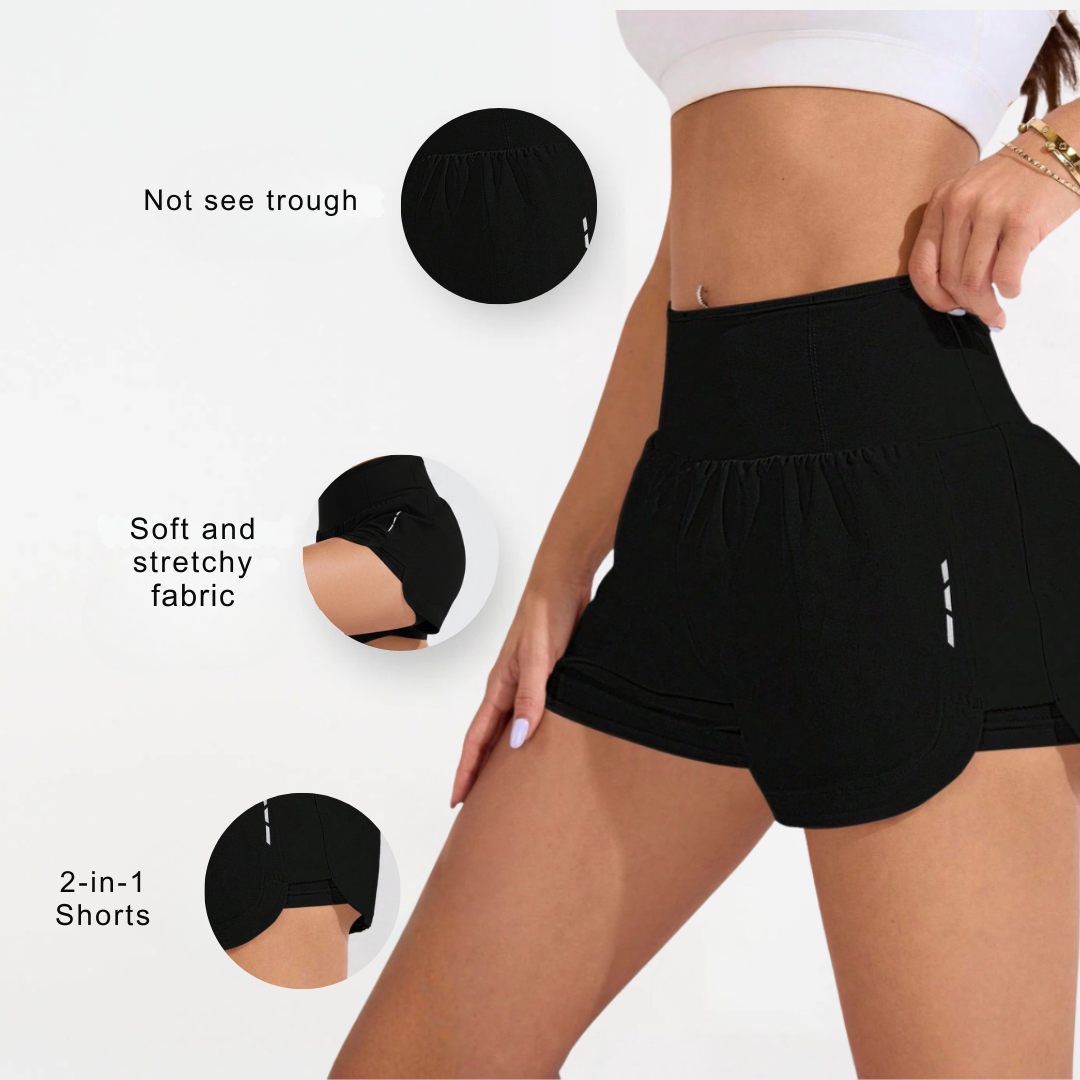 Plus Size Zip Up Activewear Jacket for Women – Long Sleeve Workout Gym JacketWomen’s 2 in 1 Running Shorts with Pockets – Elastic Waist Workout Gym Shorts