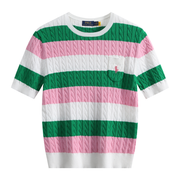Polo Ralph Lauren Striped Cable-Knit Short-Sleeve Sweater