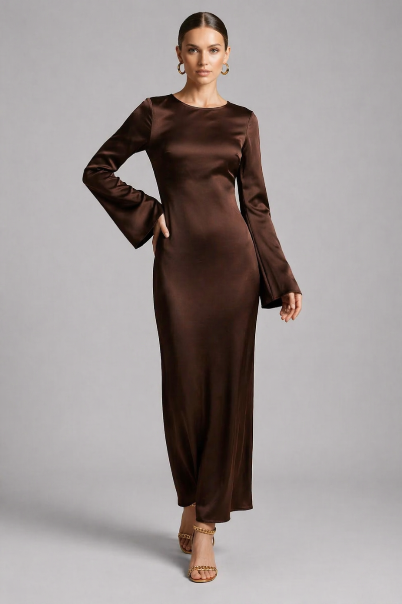 Women's Long Sleeve Maxi Dress - Tie Waist Casual Everyday Dress