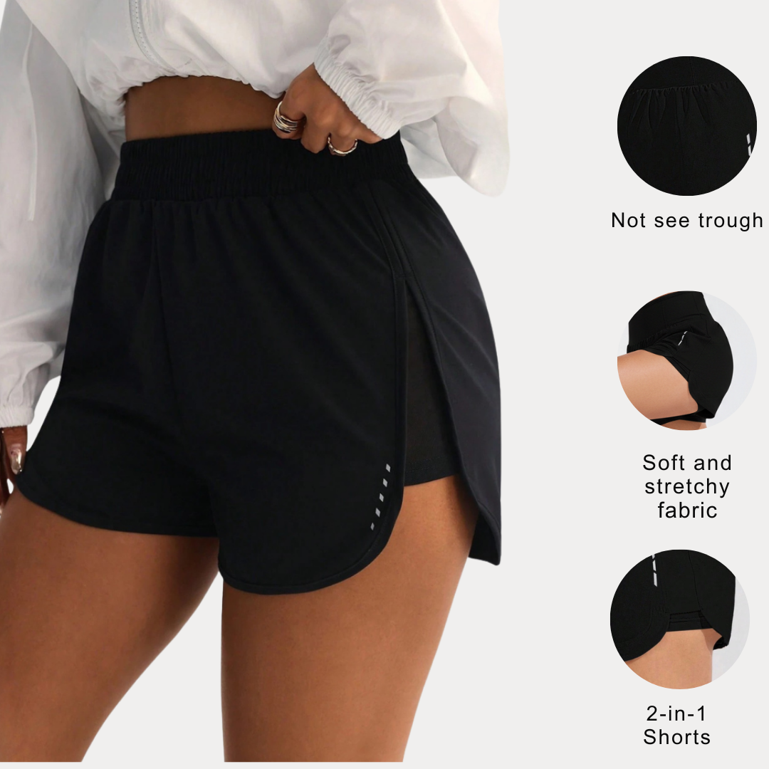 Women’s High Waisted Running Shorts – Stretch Workout Gym Shorts with Side Slits