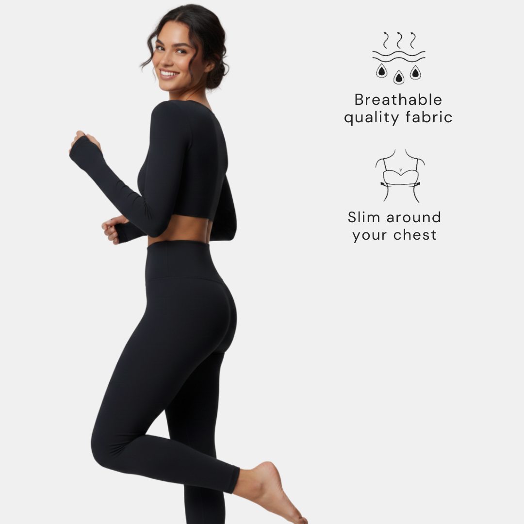 Long Sleeve Workout Crop Top for Women – Stretch Gym Top with Fitted Design