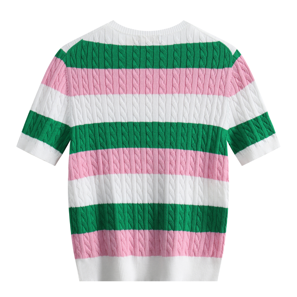 Polo Ralph Lauren Striped Cable-Knit Short-Sleeve Sweater