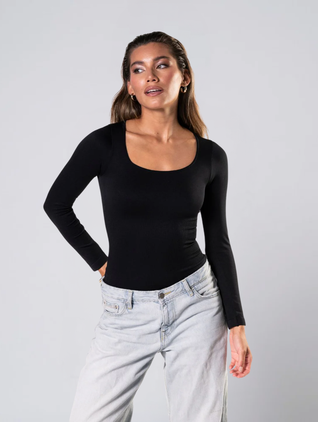 Seamless Long Sleeve Thong Bodysuit for Women – Stretch Body for Invisible Fit
