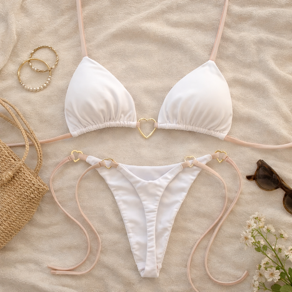 Lace Up Bikini Set for Women – Adjustable Tie Side Minimalist Two Piece Swimsuit