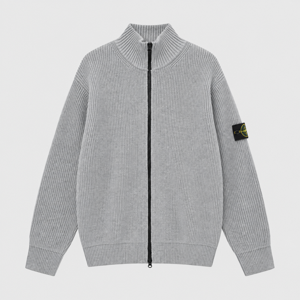 Stone Island Men's Ribbed Cotton Zip-Up Sweater