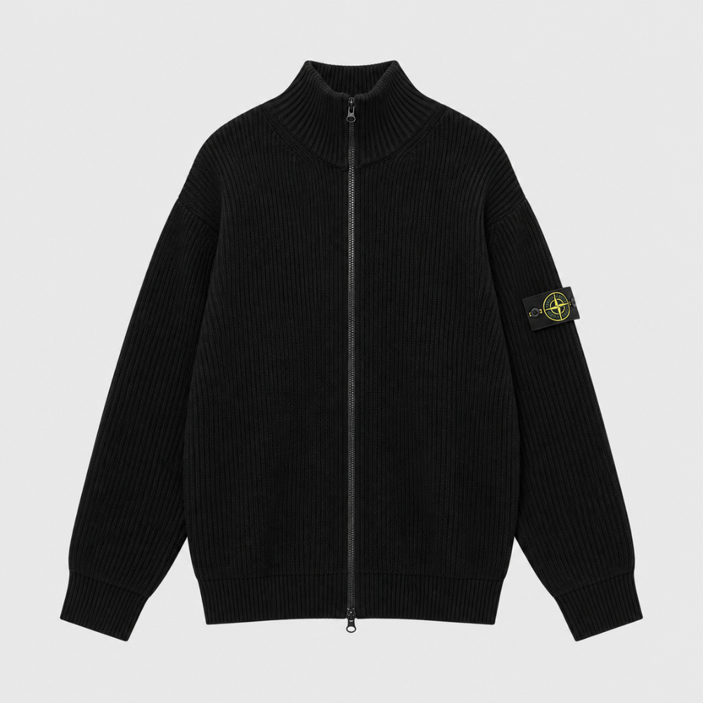 Stone Island Men's Ribbed Cotton Zip-Up Sweater