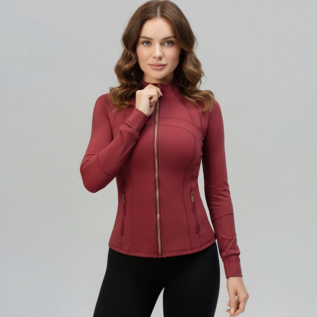 Women’s Zip Up Gym Jacket – Fitted Activewear Jacket with Full Zip Front
