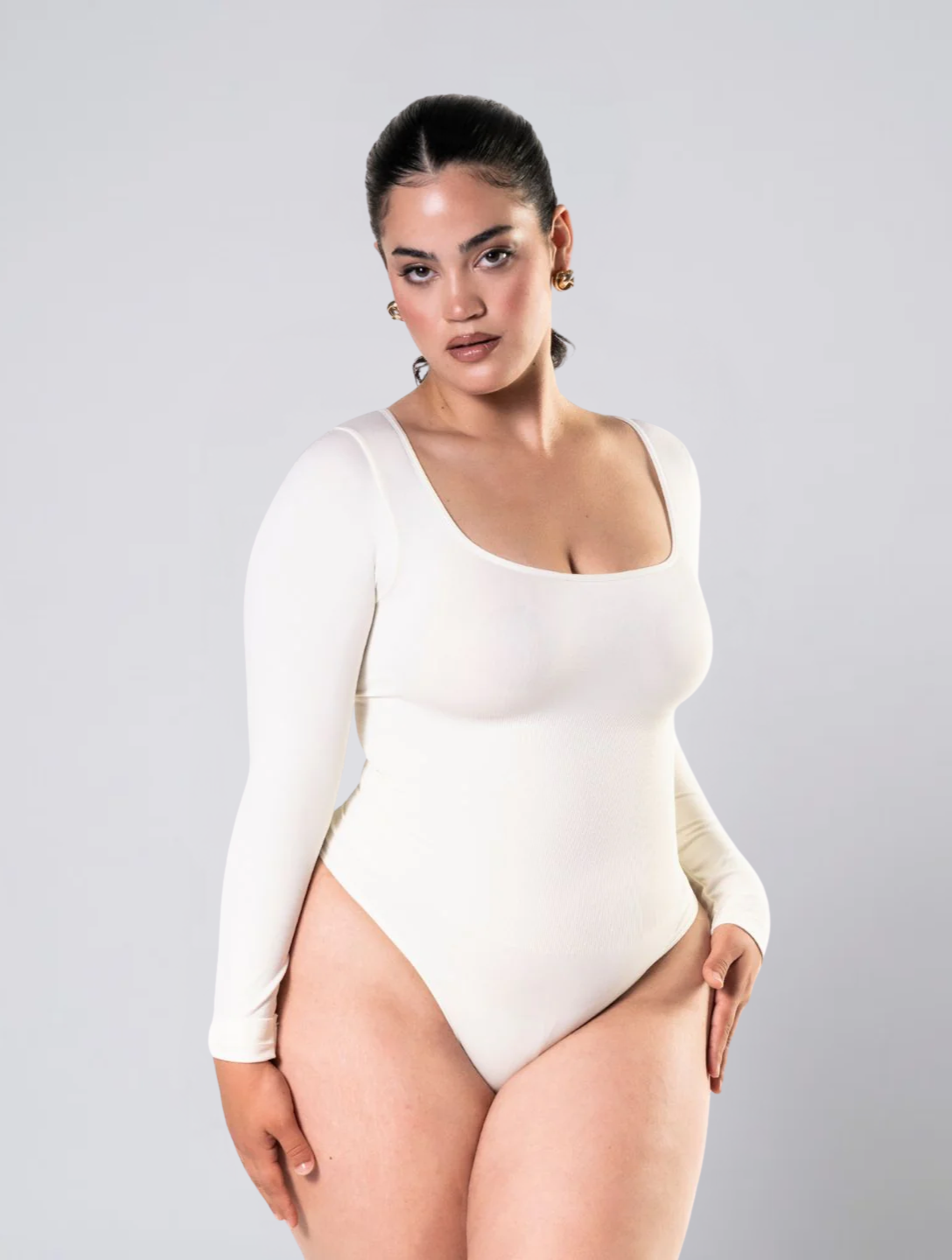 Seamless Long Sleeve Thong Bodysuit for Women – Stretch Body for Invisible Fit