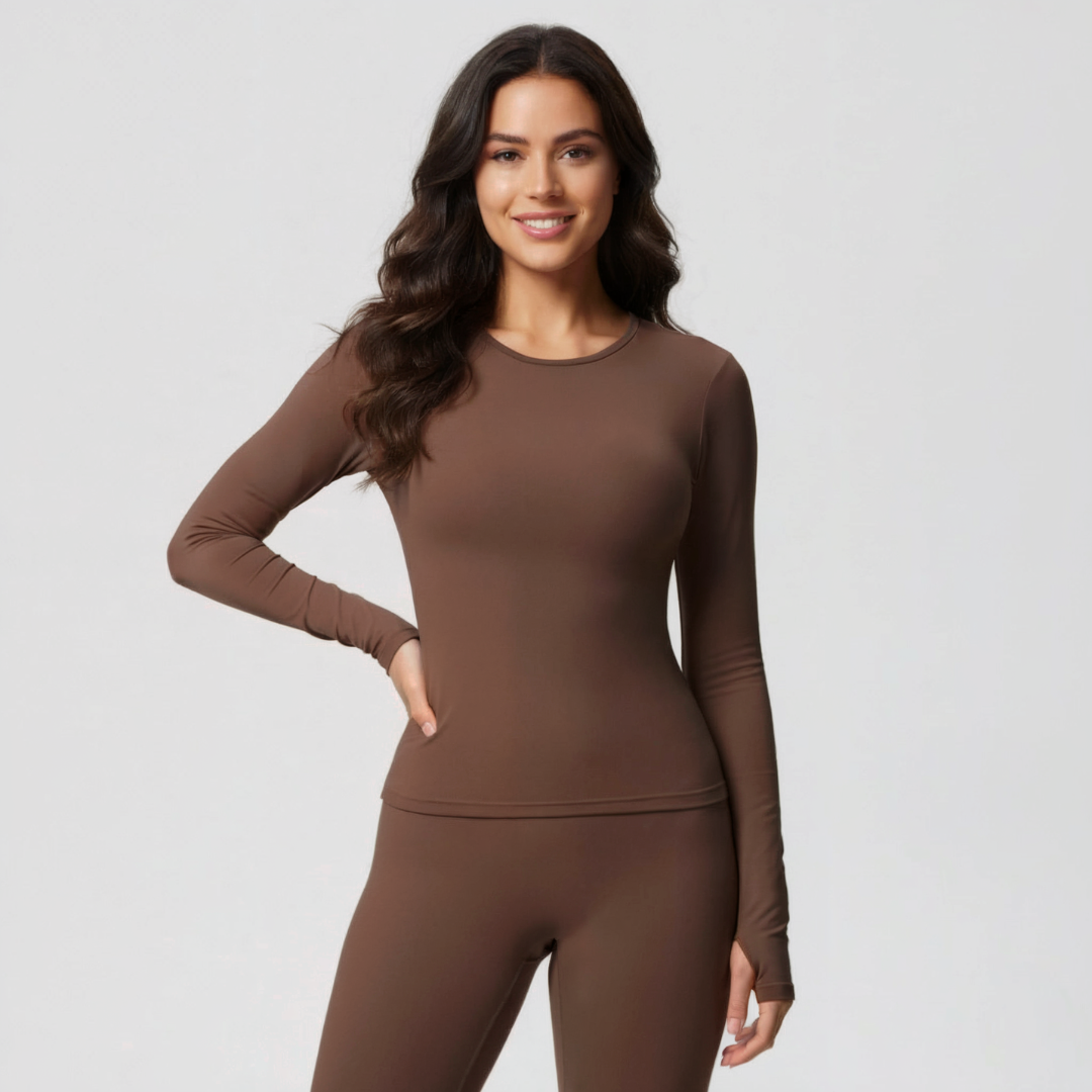 Women’s Long Sleeve Crop Top – Fitted Casual Top with Stretch Fit