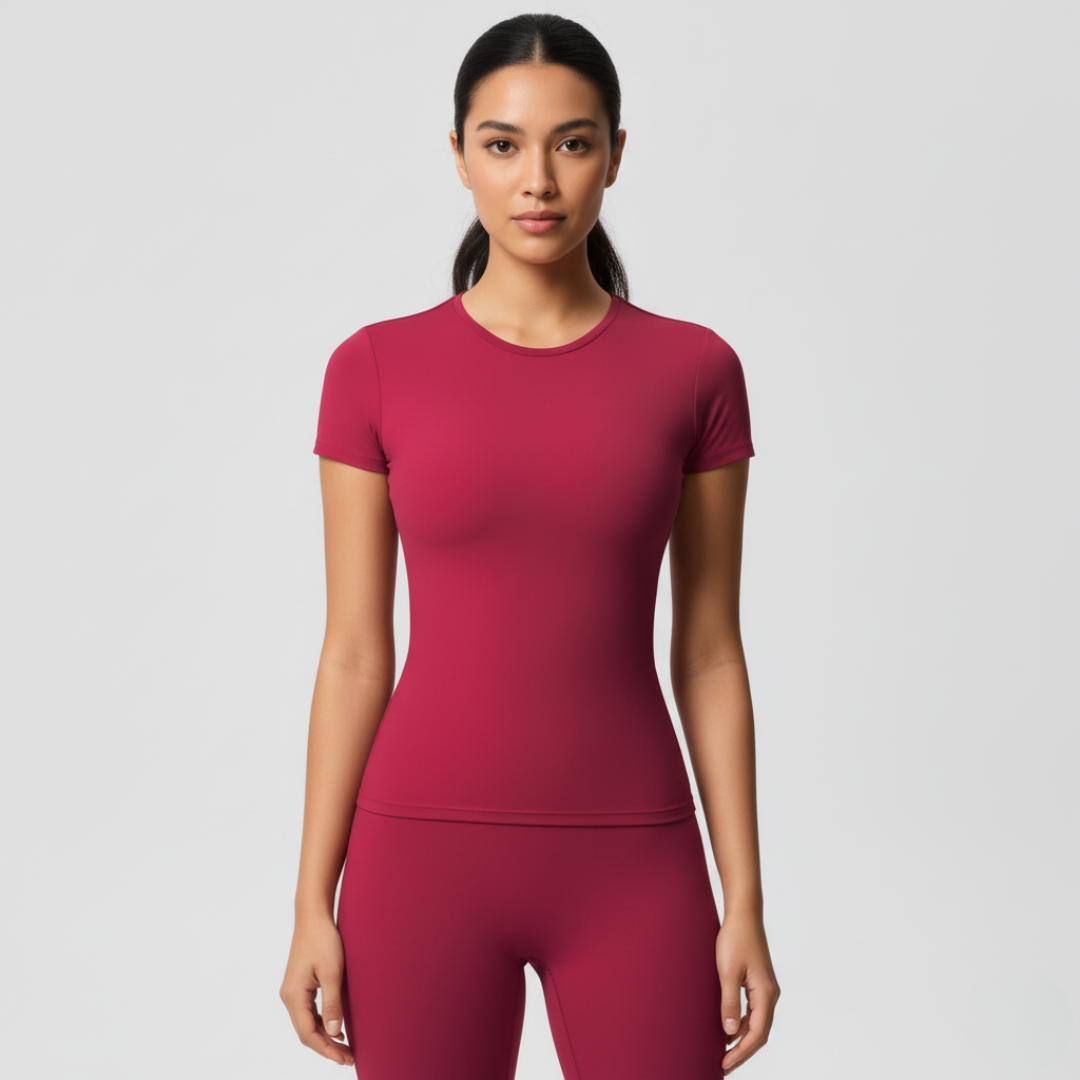 Fitted Workout Top for Women – Short Sleeve Gym T Shirt with Stretch Fit