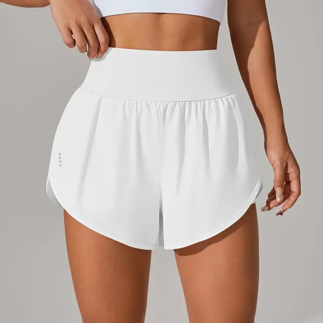 Women’s 2 in 1 Running Shorts with Pockets – Elastic Waist Workout Shorts