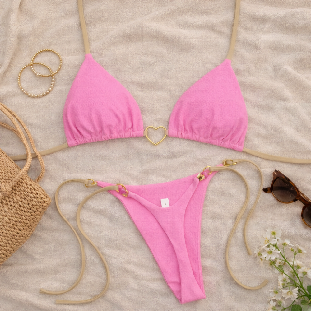 Lace Up Bikini Set for Women – Adjustable Tie Side Minimalist Two Piece Swimsuit
