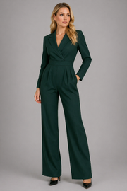 Women's Fitted V Neck Wide Leg Jumpsuit Summer Evening One-Piece Outfit