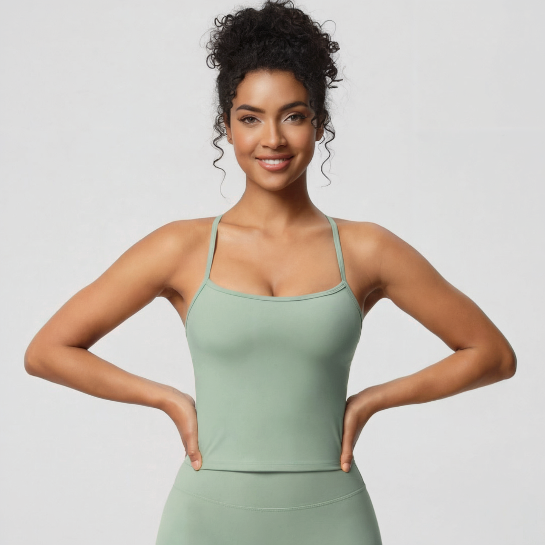 Women’s Tank Top with Built In Bra – Sleeveless Stretch Camisole Top