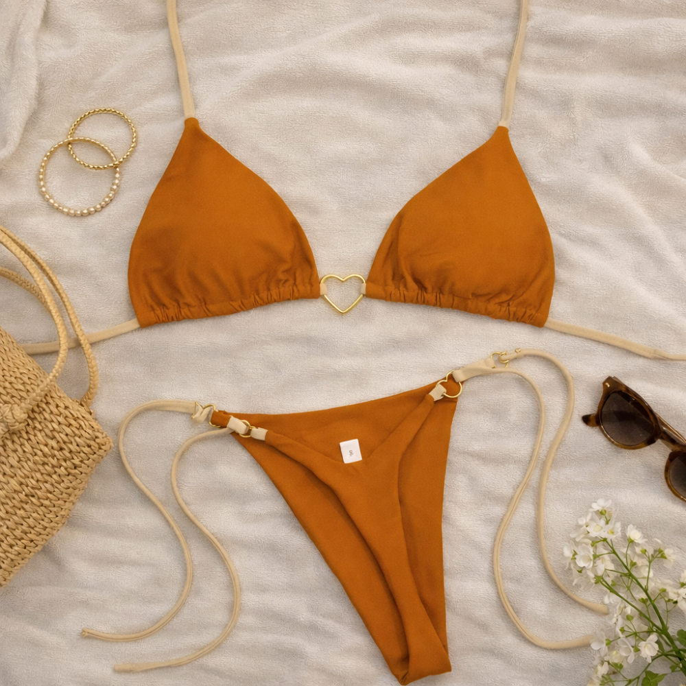Lace Up Bikini Set for Women – Adjustable Tie Side Minimalist Two Piece Swimsuit