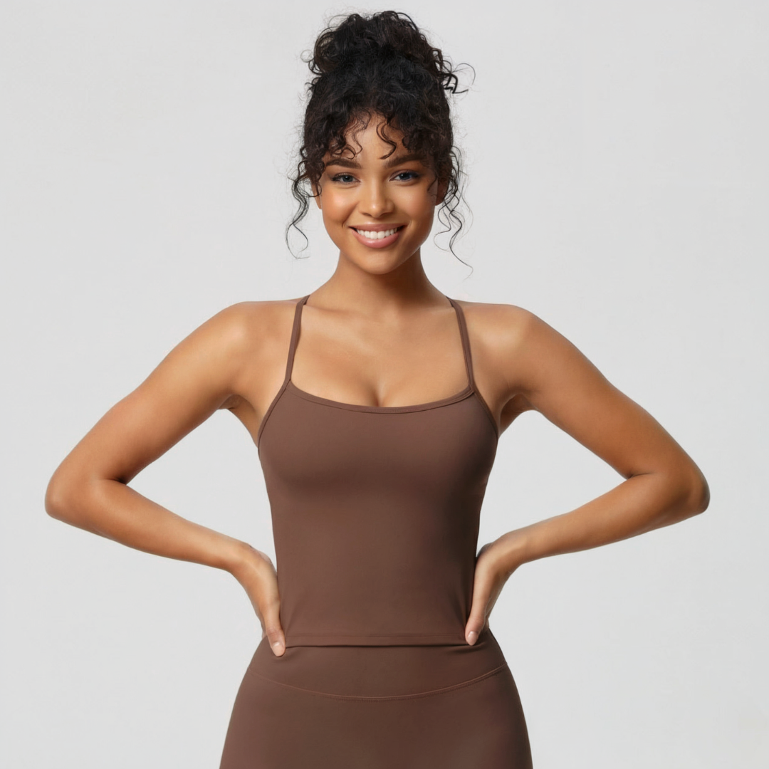Women’s Tank Top with Built In Bra – Sleeveless Stretch Camisole Top
