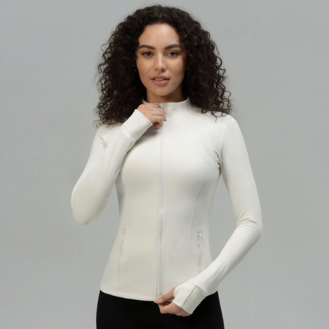 Women’s Zip Up Gym Jacket – Fitted Activewear Jacket with Full Zip Front