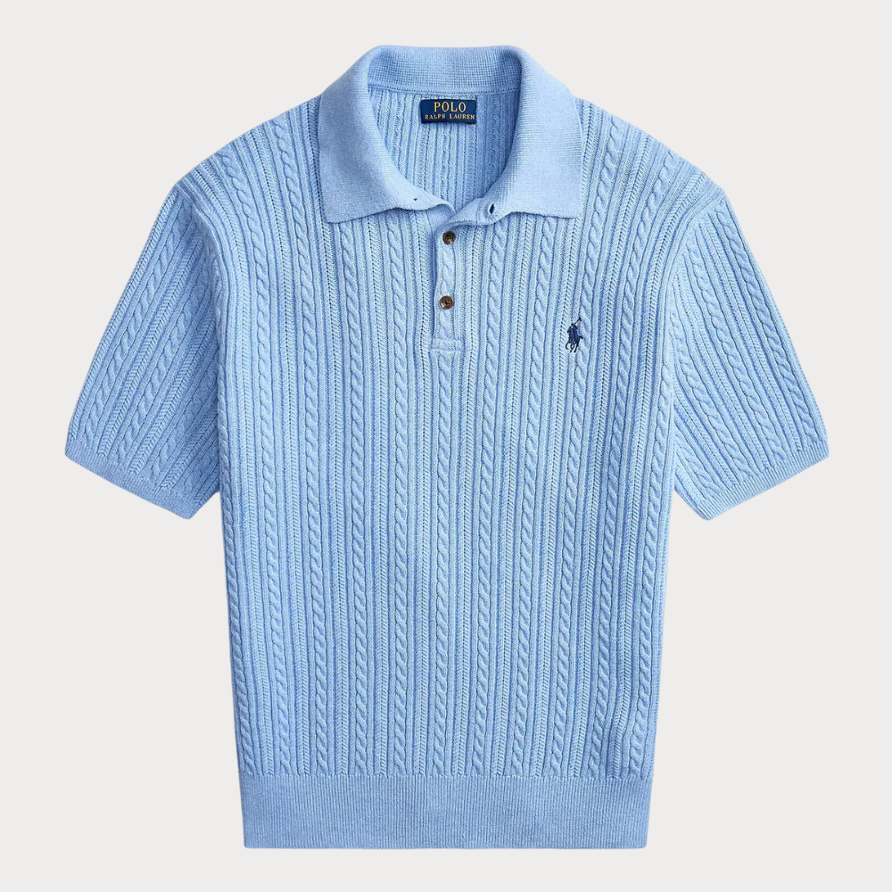 Cable-Knit Cotton Polo Jumper