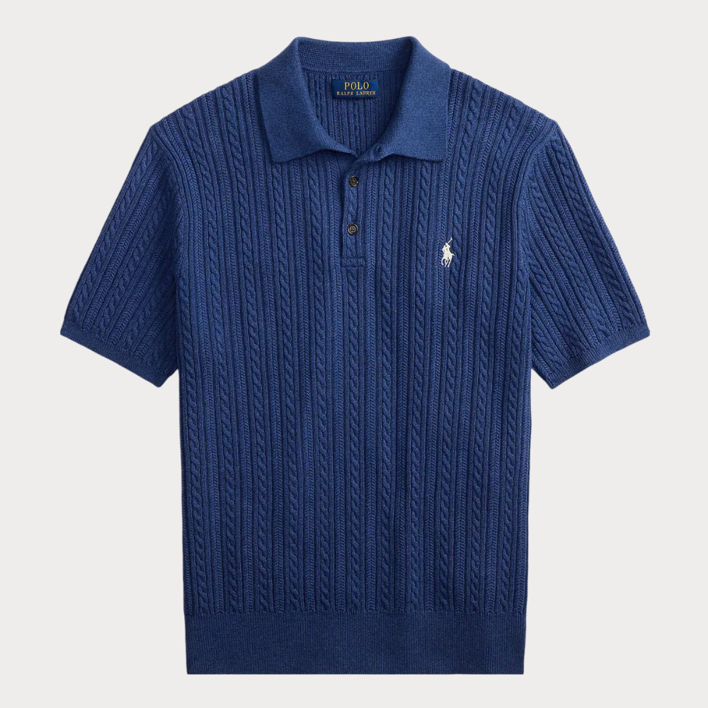 Cable-Knit Cotton Polo Jumper