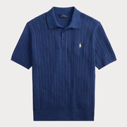 Cable-Knit Baumwoll-Polo-Pullover