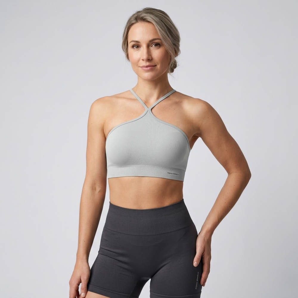 Criss Cross Crop Top for Women – Halter Neck Sleeveless Workout Gym Top