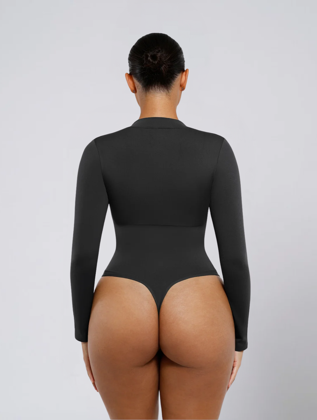 Seamless Zip Front Bodysuit for Women – Adjustable Neckline Stretch Body