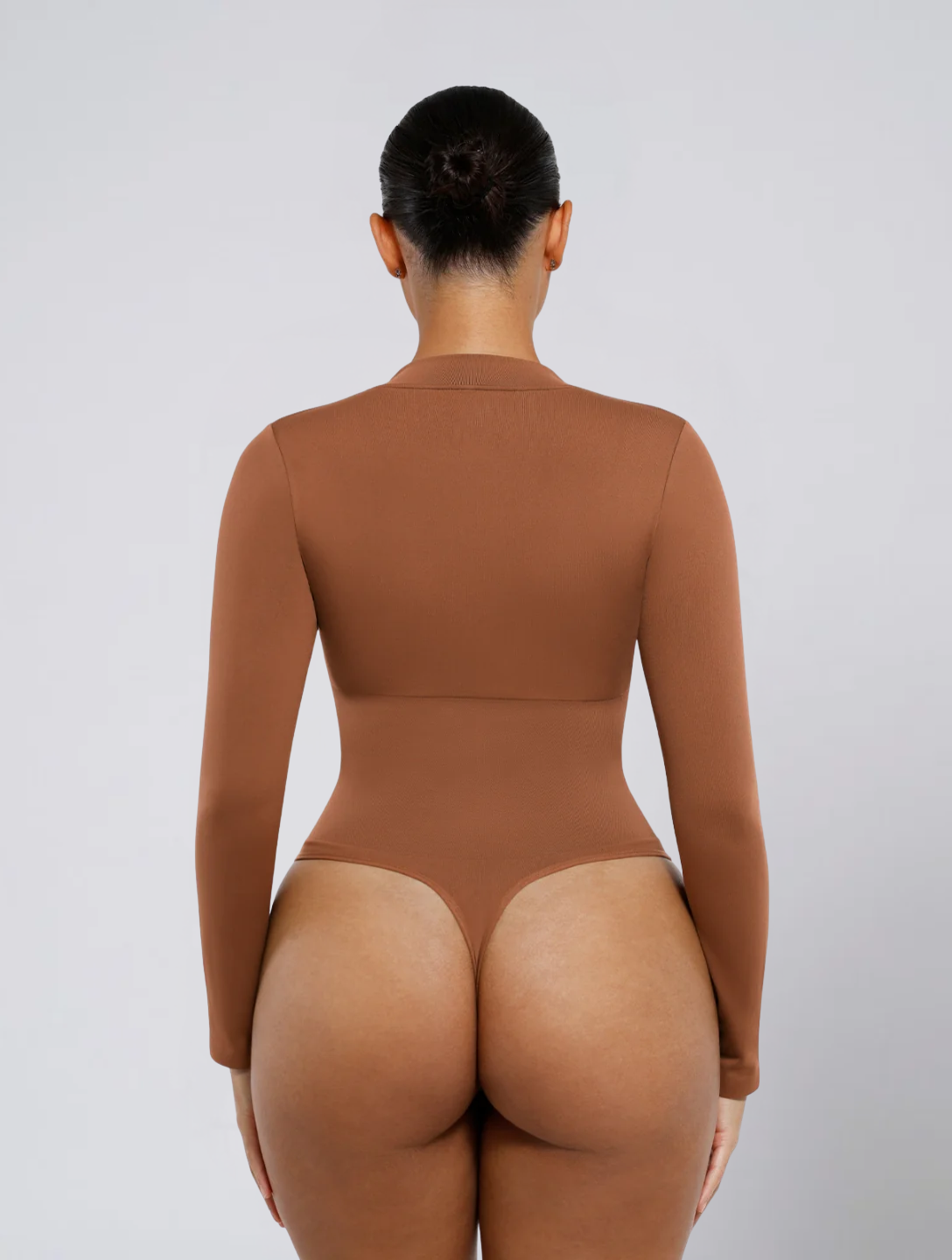 Seamless Zip Front Bodysuit for Women – Adjustable Neckline Stretch Body
